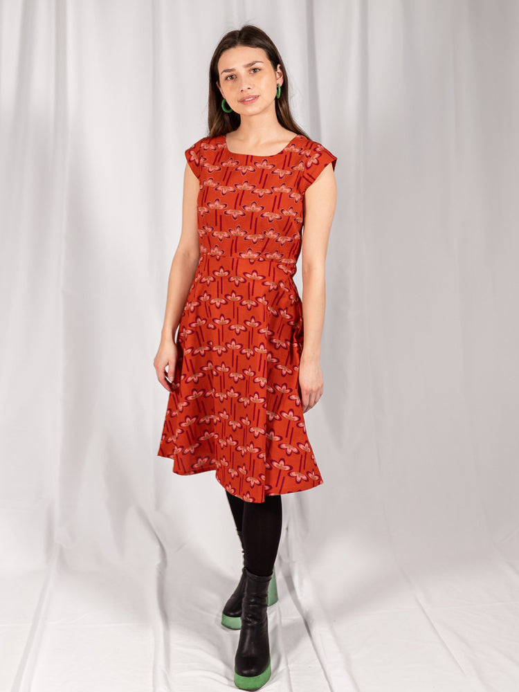 Marseille Dress Mod Daisy Red - Fair Trade | Mata Traders