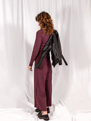 Rita Long Sleeve Jumpsuit - Eggplant Rib Knit