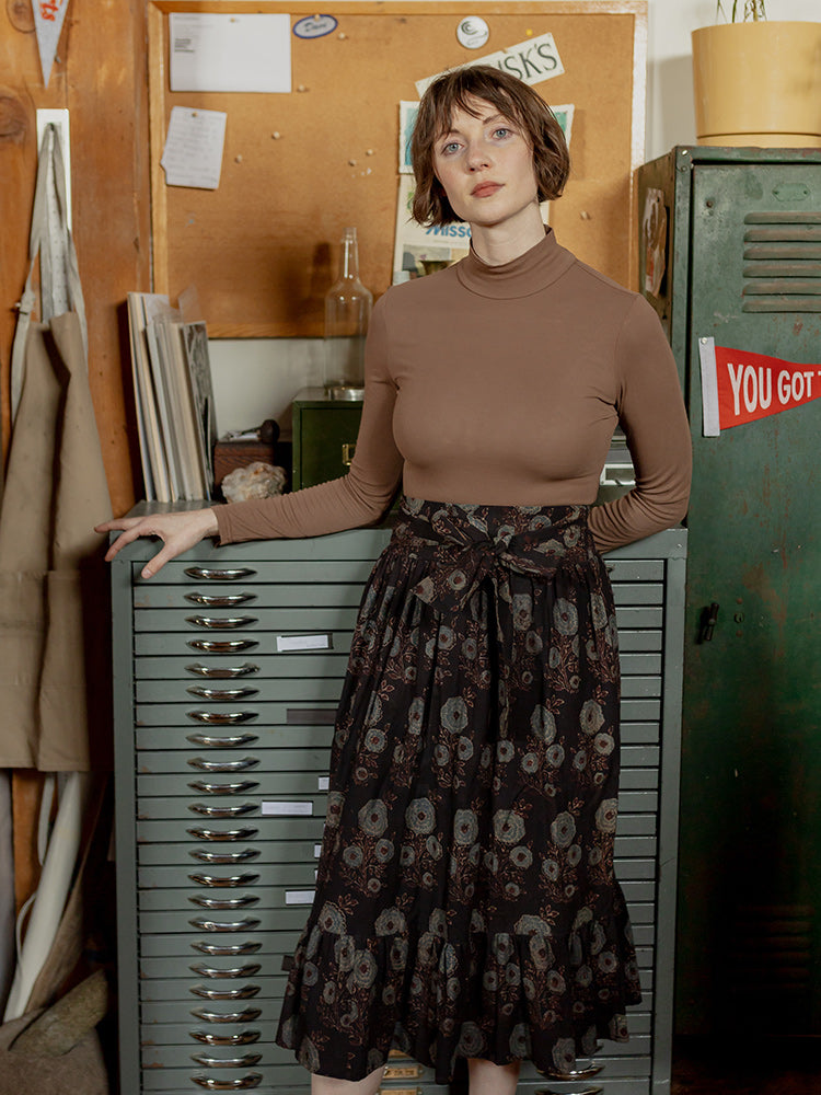 Nahla Midi Skirt Fall Blossom - Fair Trade Clothing | Mata Traders