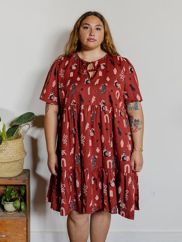 Adelaide Tiered Plus Size Mini Dress - Modern Objects Cranberry