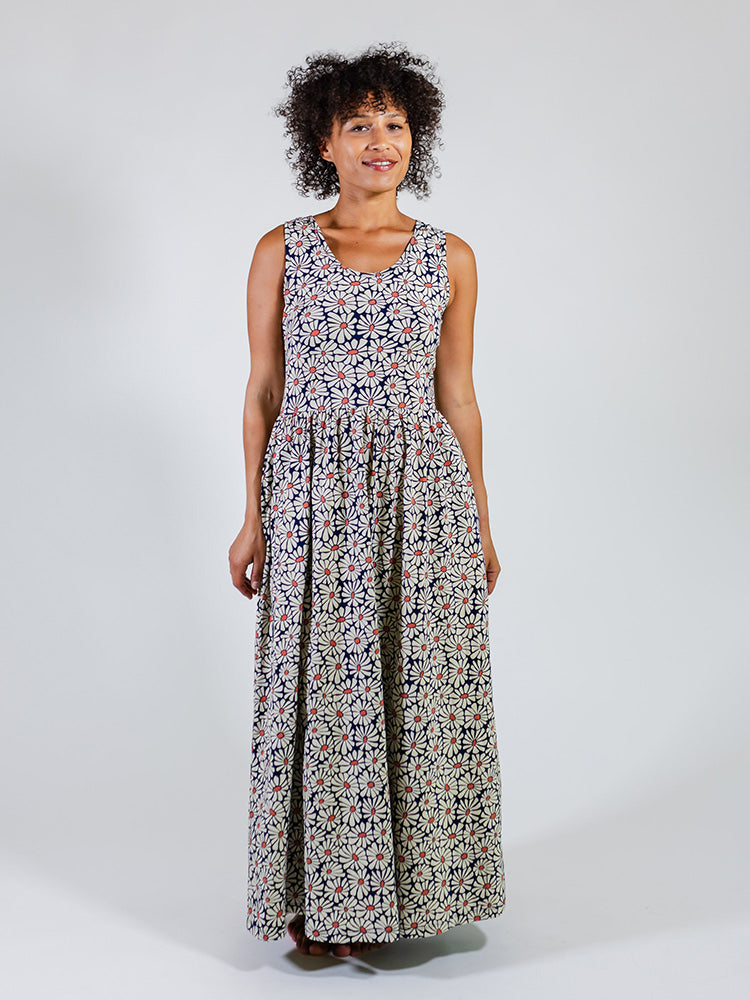 daisy print maxi dress Cheri Maxi Dress Matisse Navy - Fair Trade Dresses