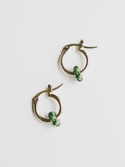Floral Micro Hoop Earrings - Green