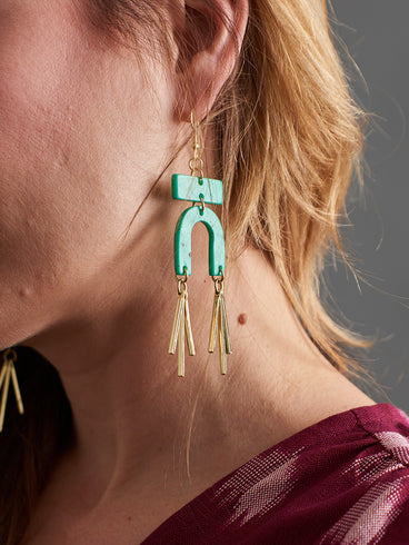 Seurat Speckle Earrings - Turquoise