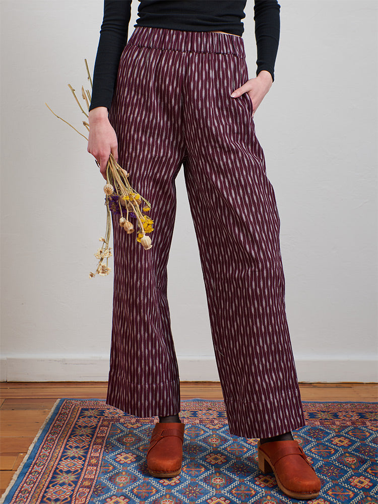 Fair Trade Plum Ikat Pants - Handwoven Cotton | Mata Traders