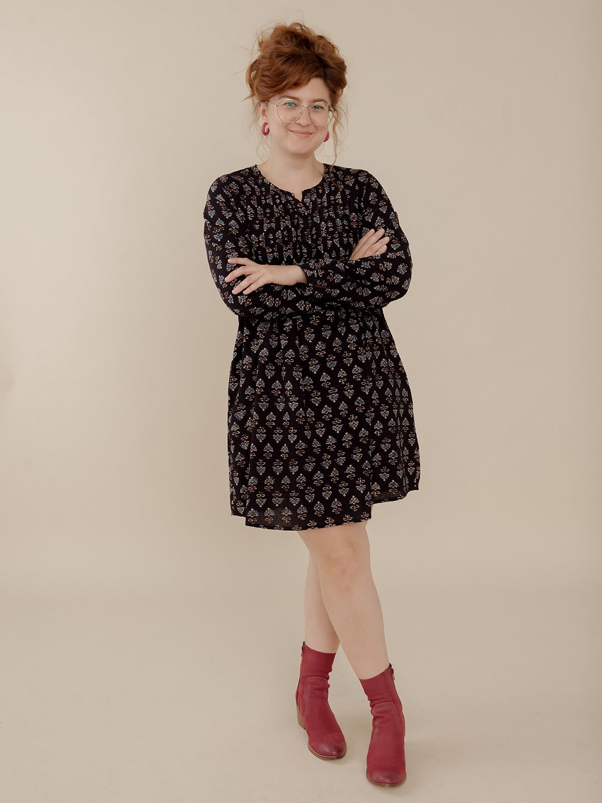 Victoria Tunic Dress Black Mini Blossom - Fair Trade Dresses