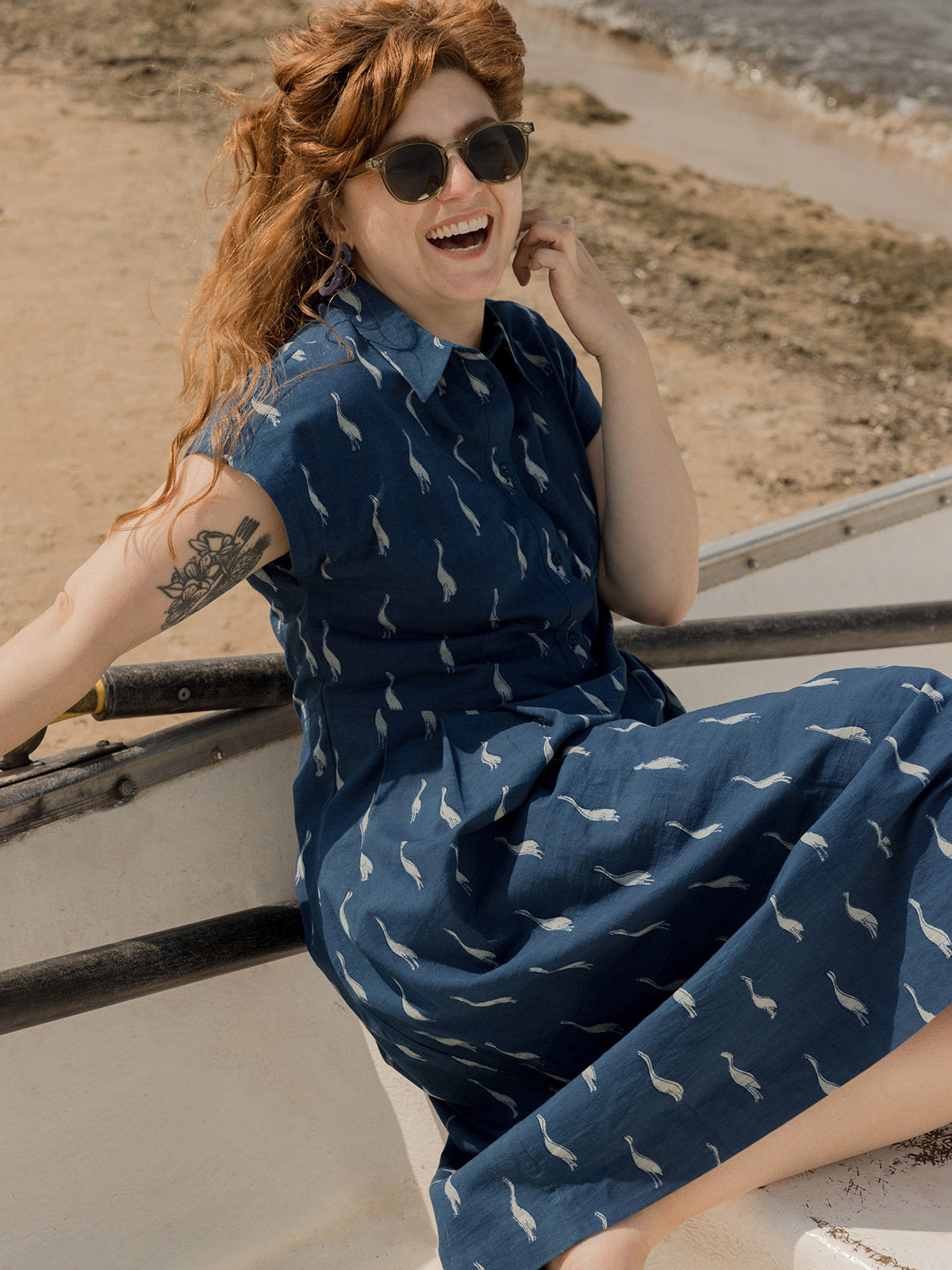 Women's Emily Dress Indigo Blue Goose | Fair Trade | Mata Traders