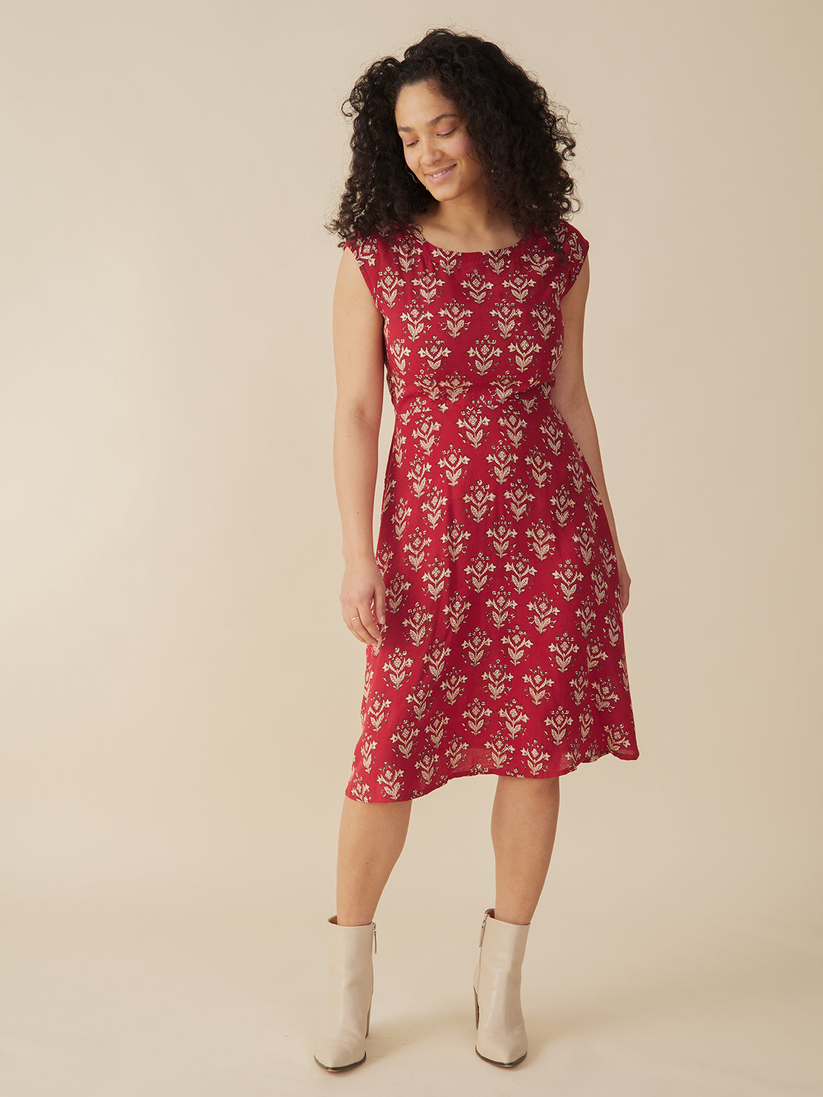 Women's Marseille A-line Red Dress Modal Scarlet | Fair Trade