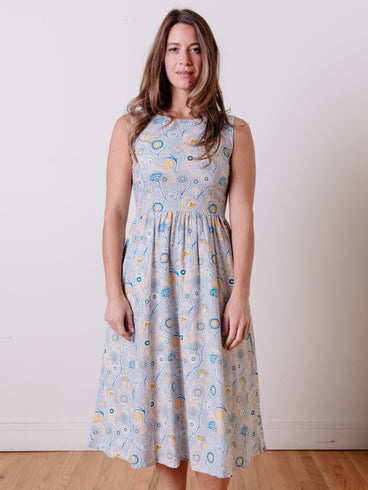 Sydney Sleeveless Midi Dress - Blue Suzani