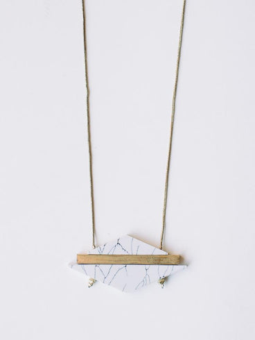 Modern Marble Necklace - White