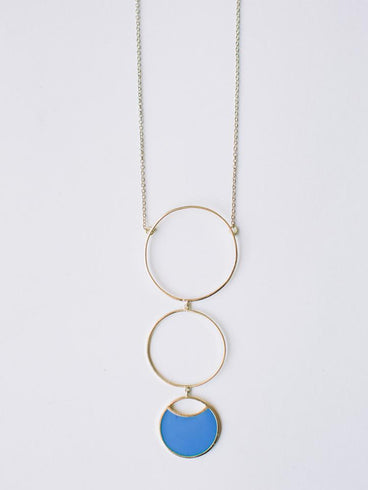 Circle Drop Necklace - Blue