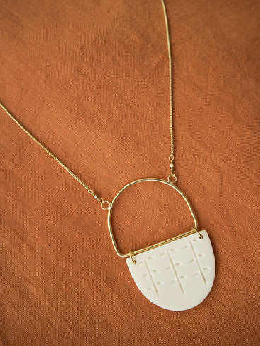 Etched Bone Necklace - White