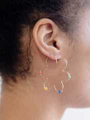 Beaded Flower Hoop Earrings - Multi