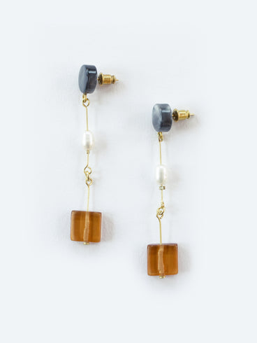 Cubist Dangle Earrings - Amber