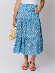 Danielle Tiered Skirt - Cornflower Blossom