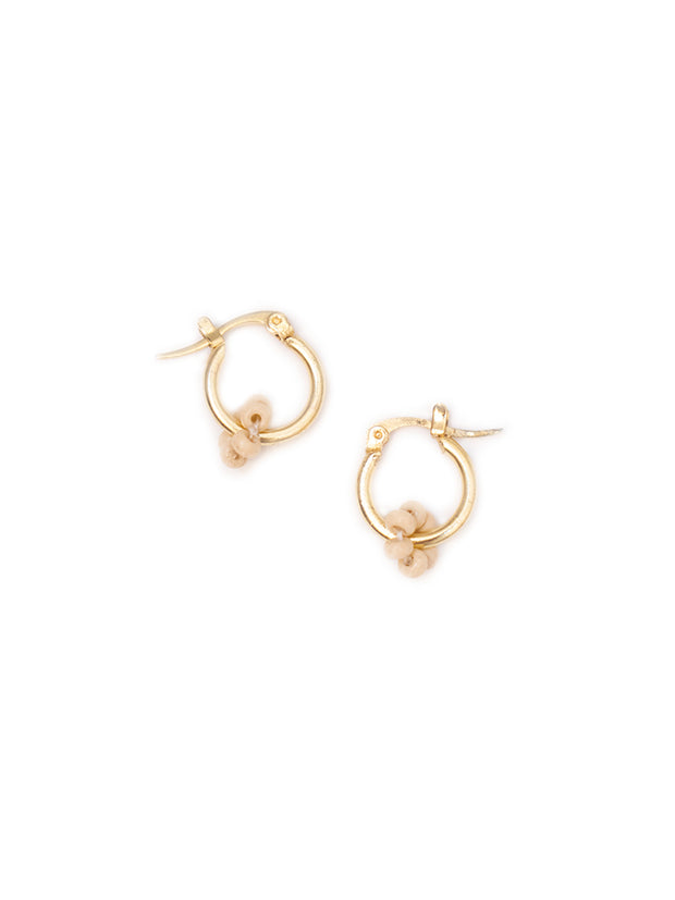 Floral Micro Hoop Earrings - Gold