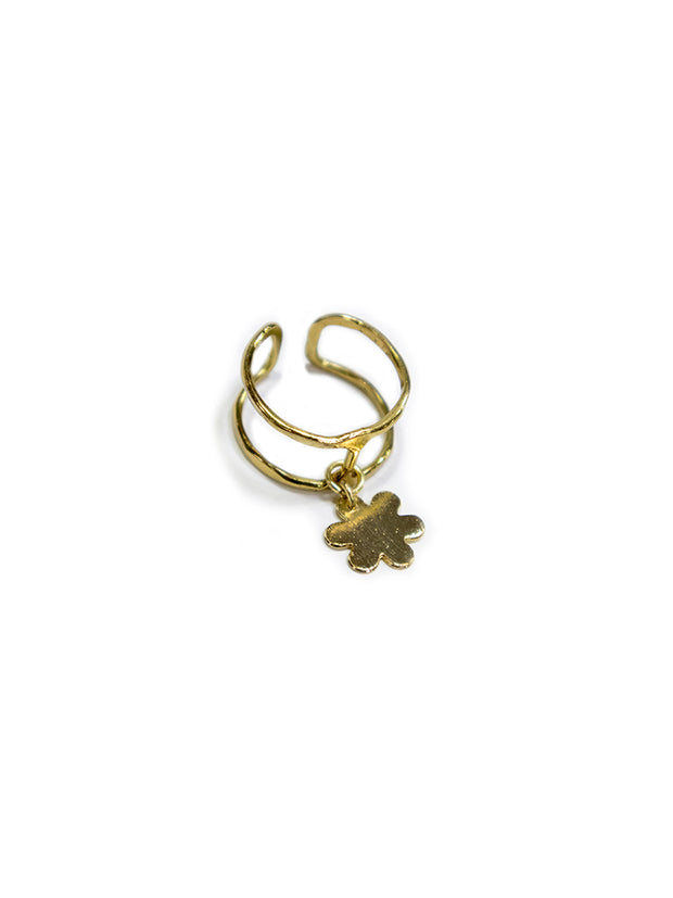 Petite Flower Charm Ring - Gold