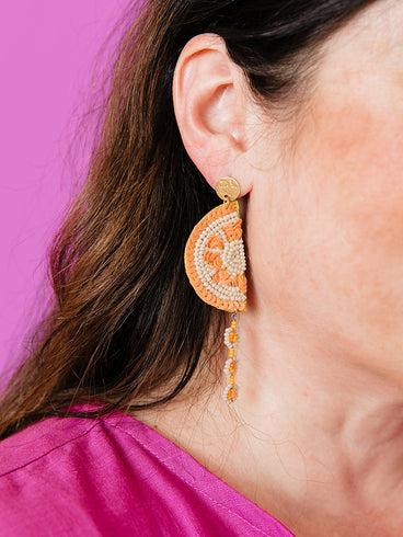 Slice Dangle Earrings - Orange