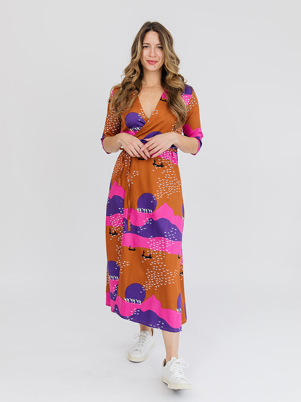 Aditi Wrap Dress - Sunset Spice Plum
