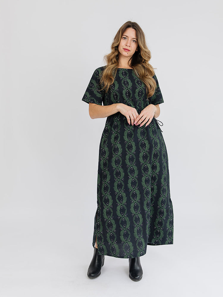 Aimee Maxi Dress Green Vine Twist Forest Fair Trade Dresses