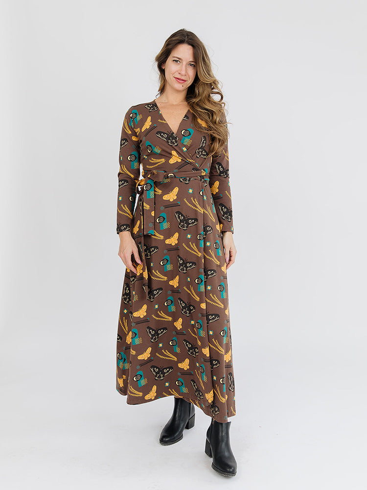 Katie Maxi Wrap Dress Autumn Quilt - Fair Trade Dresses | Mata Traders