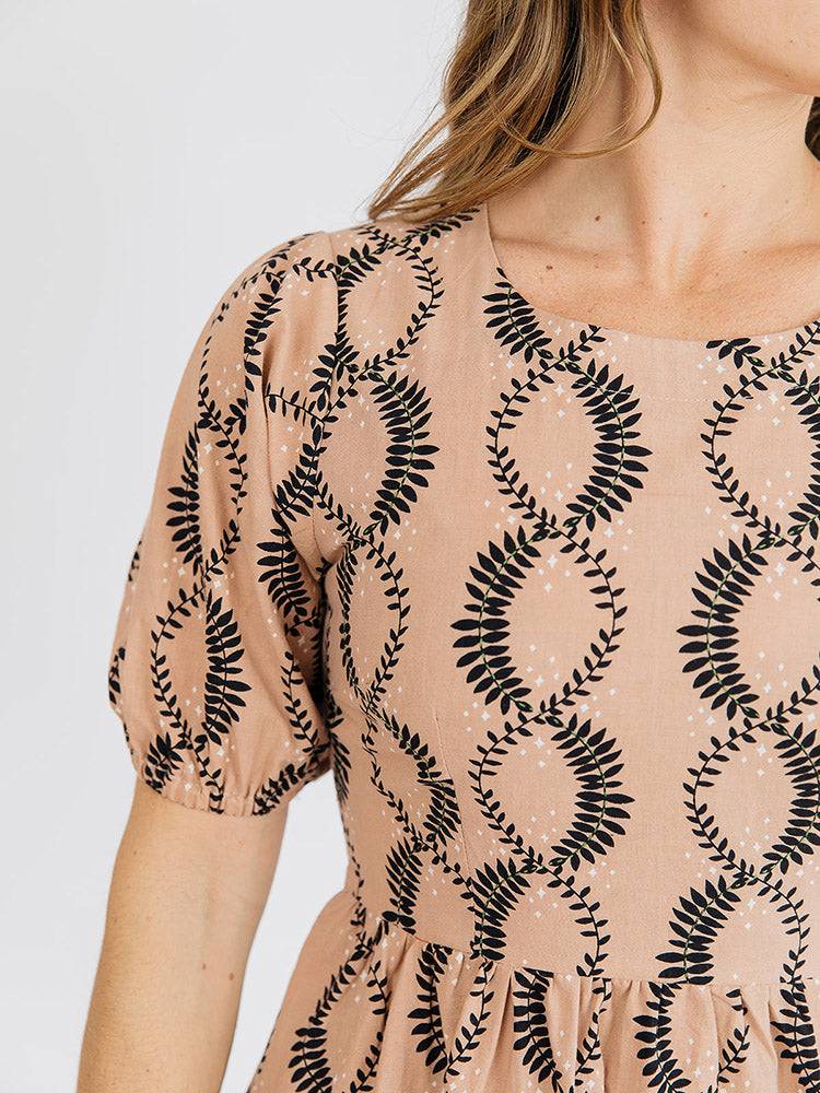 Sydney Midi Dress Vine Twist Sand - Fair Trade Dresses | Mata Traders
