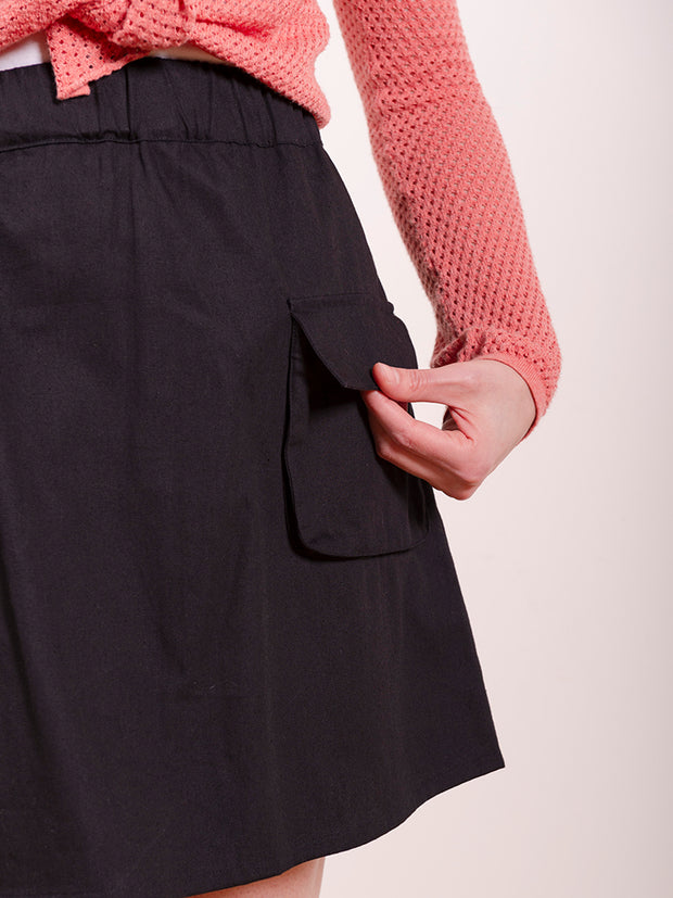 Pocket Skirt - Black Denim