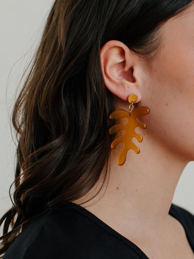 Matisse Leaf Earrings - Amber