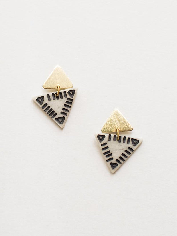 Oblique Triangle Earrings - Gold