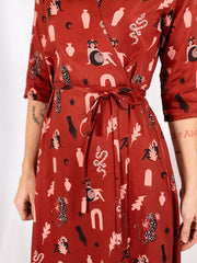 Aditi Wrap Dress Modern Objects Cranberry