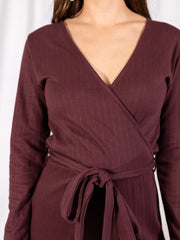 Rita Long Sleeve Jumpsuit Eggplant Rib Knit
