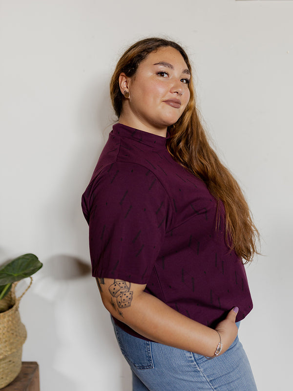 Eve Plus Size Top - Diamond Vine Dark Purple