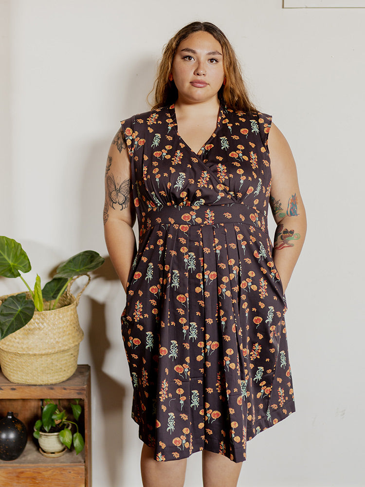 Lucille Plus Size Dress Botanical Dusk Fair Trade Dresses Mata Traders