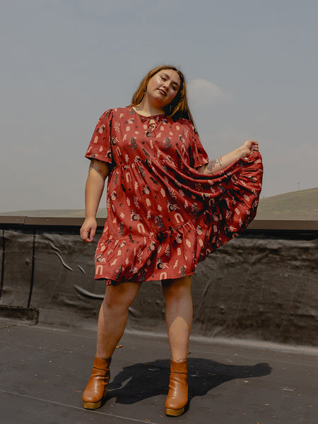 Adelaide Tiered Plus Size Mini Dress Modern Objects Cranberry