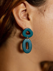 Oblong Hoop Earrings Blue