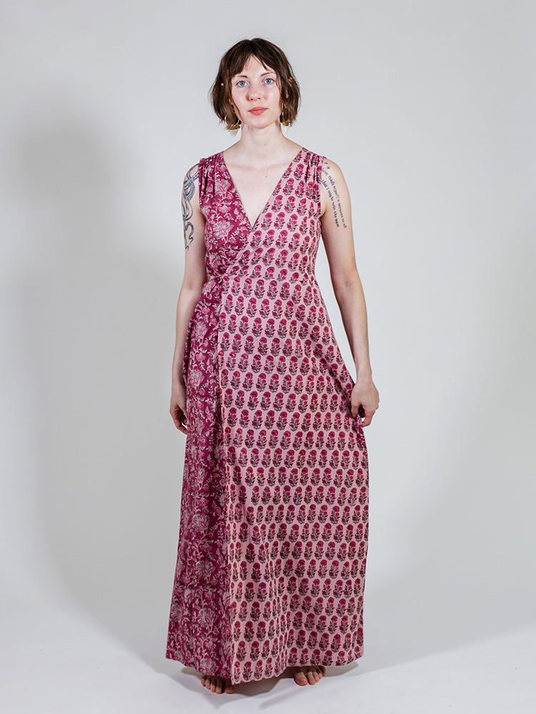 knee length dresses for ladies Magenta Floral Maxi Dress