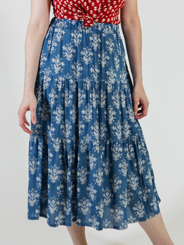 Danielle Tiered Skirt - Indigo Blossom