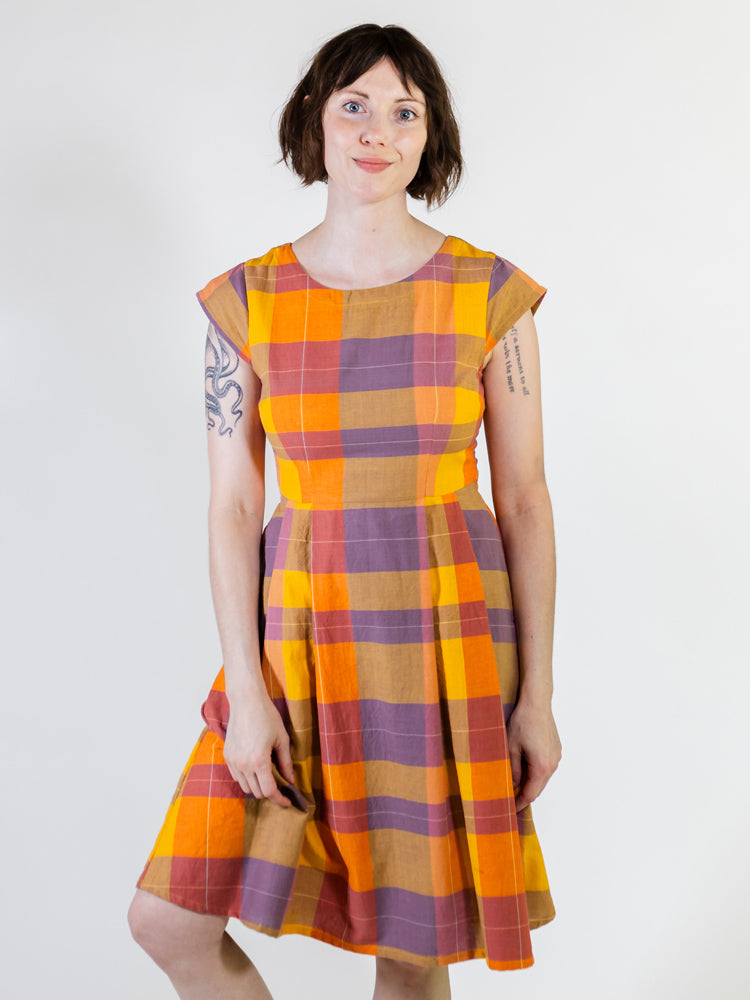 Devonshire Yellow Plaid Fit and Flare Dress - Fair Trade Dresses Devonshire Yellow Plaid Fit and Flare Dress - Fair Trade Dresses