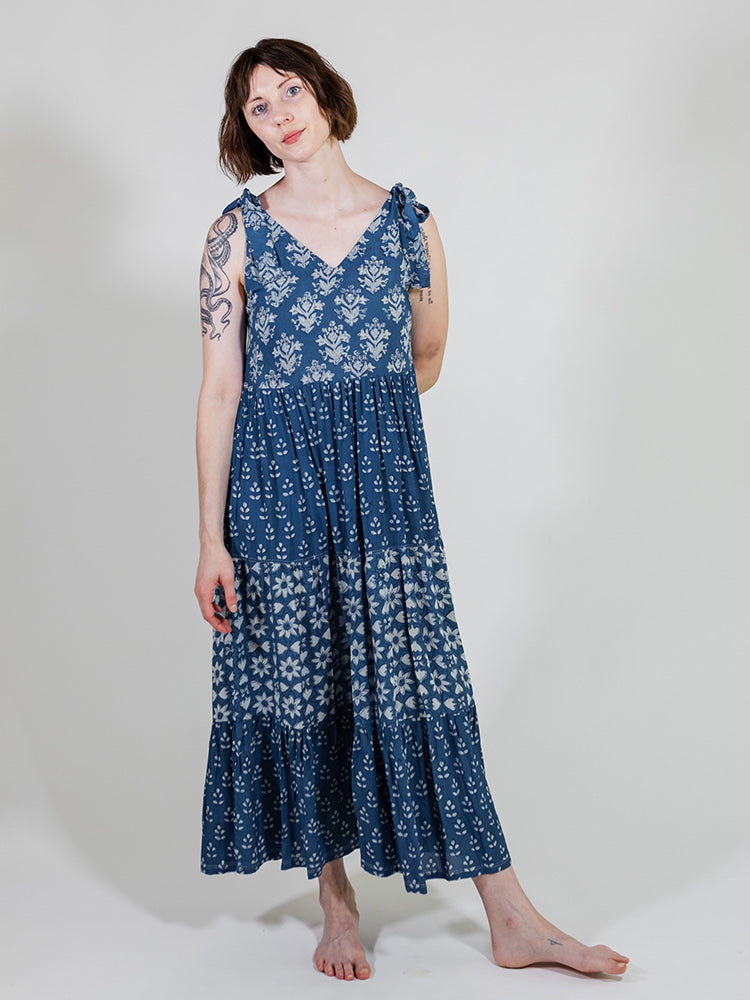 Lorelei Tiered Dress Indigo Trio - Fair Trade Dresses | Mata Traders