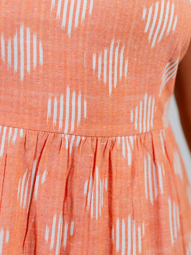 Provence Midi Dress - Peach Ikat