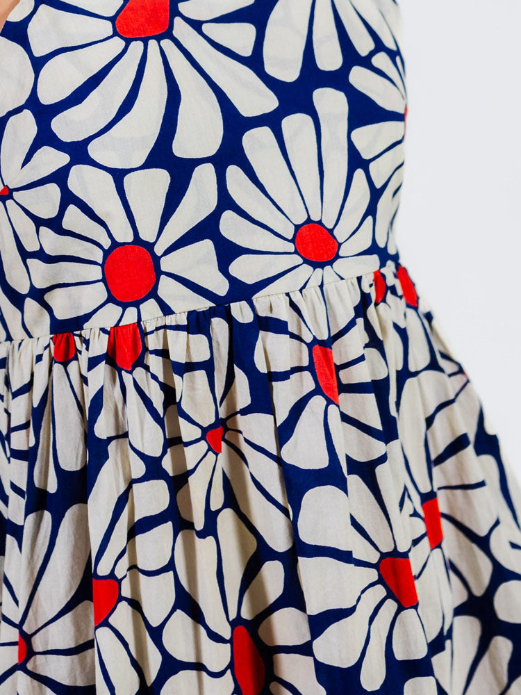 Sofia Midi Dress Navy Floral - Fair Trade Dresses | Mata Traders Navy Floral / XS Sofia Midi Dress Navy Floral - Fair Trade Dresses | Mata Traders Navy Floral / XS