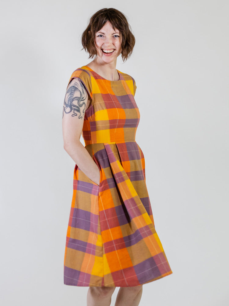 yellow plaid dress Devonshire Yellow Plaid Fit and Flare Dress - Fair Trade Dresses