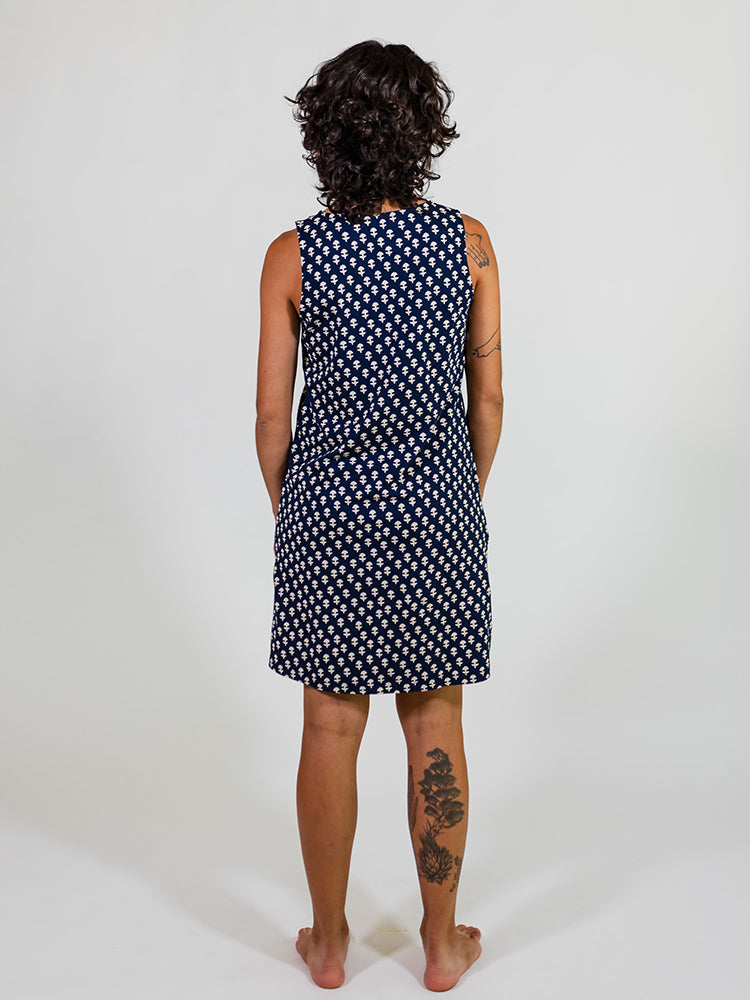 old navy blue dress with flowers Fit & Flare Sleeveless Linen-Blend Midi Dress
