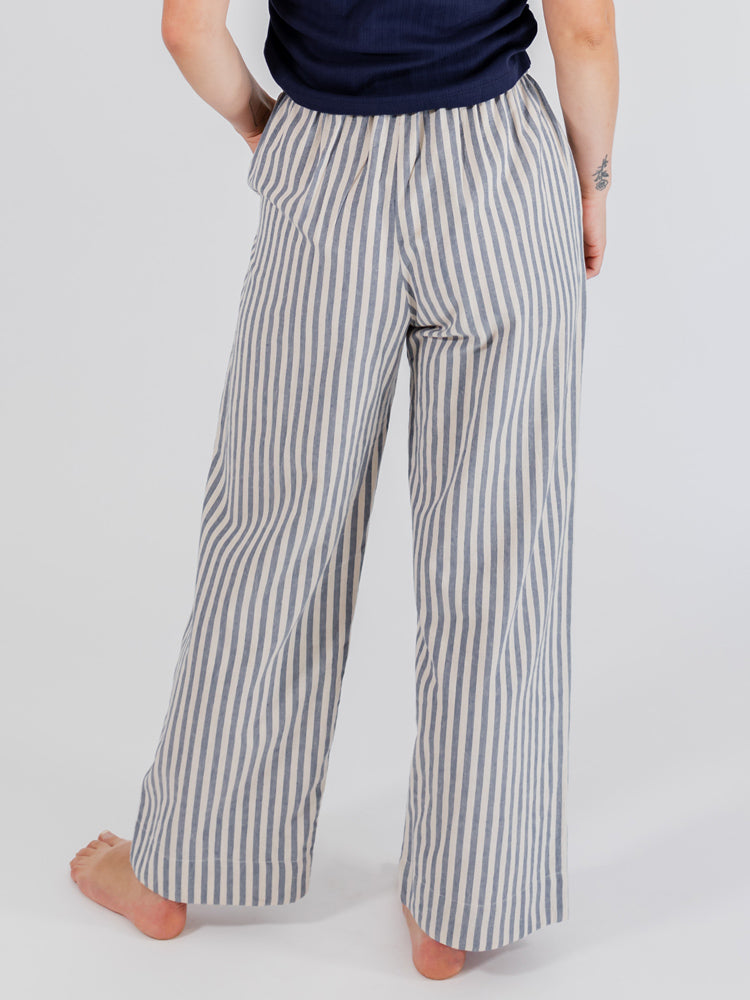 Emmy Blue Pinstripe Drawstring Pants - Fair Trade Clothing | Mata