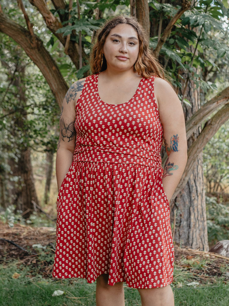 Asheville Plus Size Red Floral Dress - Fair Trade Dresses