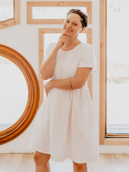 Serenade White Gauze COtton Dress - Fair Trade | Mata Traders