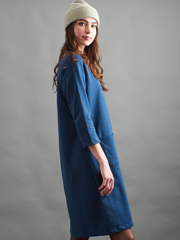 Sylvan Fall Winter Blue Shift Dress | Fair Trade Dresses | Mata Traders Loop Knit Blue / L Sylvan Fall Winter Blue Shift Dress | Fair Trade Dresses | Mata Traders Loop Knit Blue / L