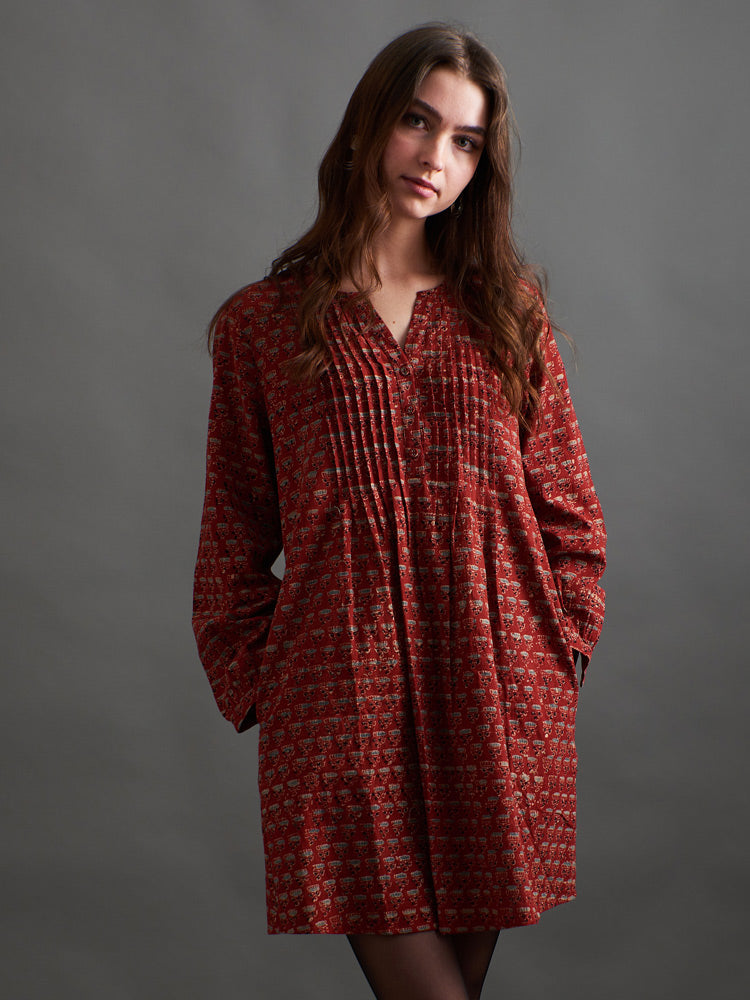 Victoria Tunic Dress Currant Red - Fair Trade Dresses | Mata Traders Currant Red / S Victoria Tunic Dress Currant Red - Fair Trade Dresses | Mata Traders Currant Red / S