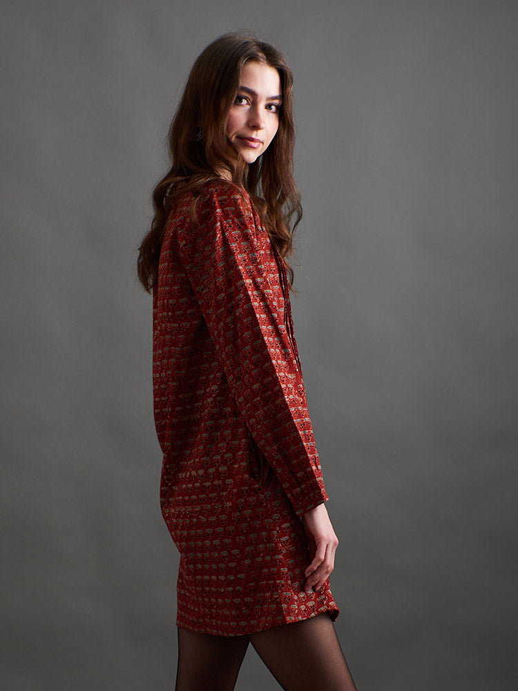 Victoria Tunic Dress Currant Red - Fair Trade Dresses | Mata Traders Currant Red / S Victoria Tunic Dress Currant Red - Fair Trade Dresses | Mata Traders Currant Red / S