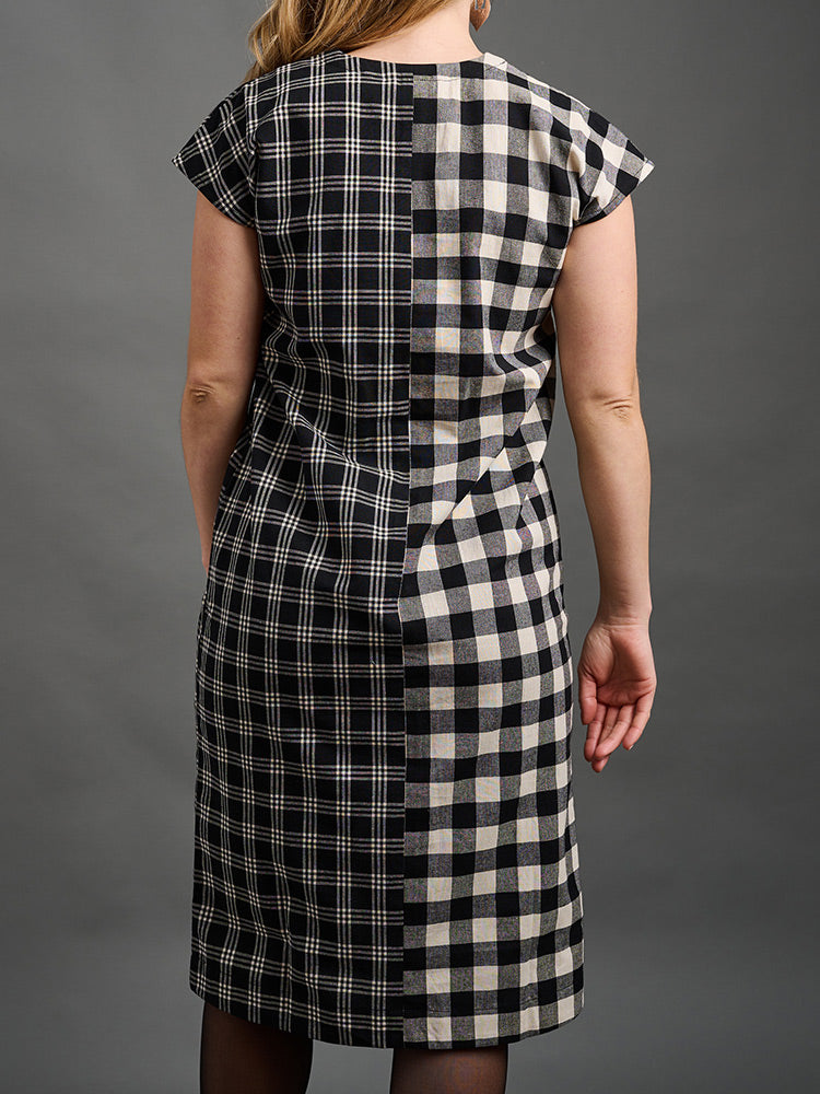Padma Pocket Black White Checkered Dress - Fair Trade Dresses Padma Pocket Black White Checkered Dress - Fair Trade Dresses