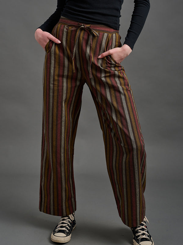 Emmy Drawstring Pant - Chocolate Stripe